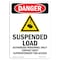 Signmission Safety Sign, OSHA Danger, 10" Height, Suspended Load Authorized, Portrait OS-DS-D-710-V-1783 - alternate 1